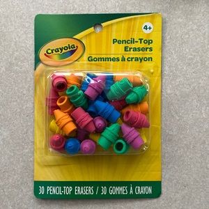 NWT Official Crayola eraser pencil toppers multi-colour 30pk